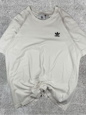 Men’s Adidas White Black Trefoil Logo T-Shirt Size Large